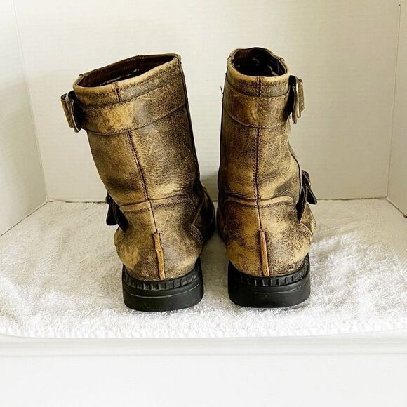 UGG Australia Rockville Brown Distressed Leather Biker Moto Boots Sz Mens 9.5 - Picture 4 of 9